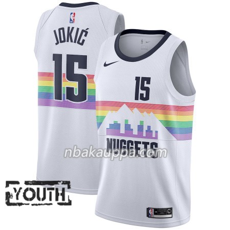 Denver Nuggets Nikola Jokic 15 2018-19 Nike City Edition Valkoinen Pelipaidat Swingman - Lasten